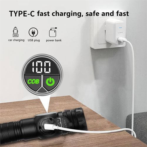 SD-209 Ultra-bright, high-lumen tail magnet, long-range Cob telescopic zoom USB rechargeable white LED flashlight, tactical flashlight