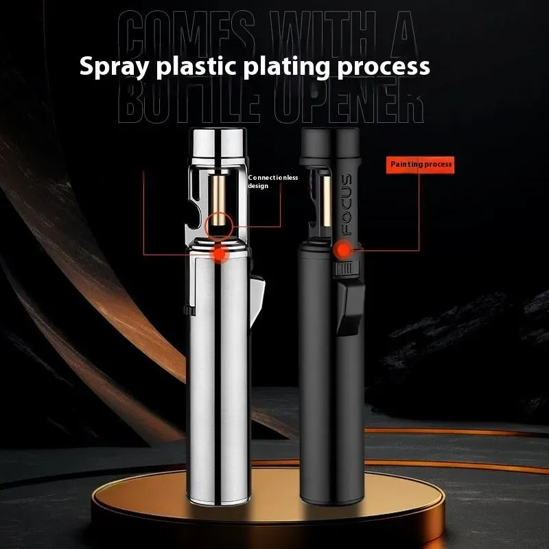 Hot-Selling Portable High-Power Welding Torch Blue Flame Refillable Windproof Hand Metal Butane Torch Lighter for Camping （No gas)