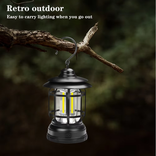 Retro camping lamp, battery-powered tent lamp, portable waterproof tent lamp, hiking tent