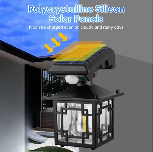 Outdoor IP65 waterproof human body-sensitive solar courtyard lamp wall-mounted lamp, with motion sensor, for garden courtyard lighting