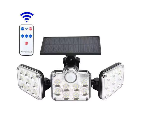 IP65 waterproof 3-head adjustable split 138 light-emitting diode solar wall lamp outdoor remote control