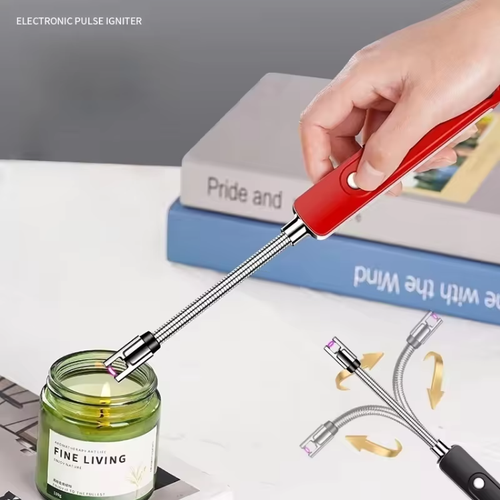 360-degree rotatable USB rechargeable single arc digital kitchen lighter, classic metal, windproof lithium battery, barbecue, camping