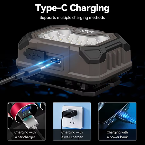 Motion sensor headlamp, rechargeable liquid crystal digital power display, light-emitting diode repair, camping waterproof headlamp, sensor headlamp