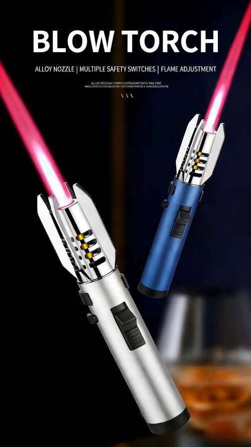 ZC281Strong red flame metal torch lighter, modern adjustable and rotatable jet cigarette  barbecue refillable long pen business gift