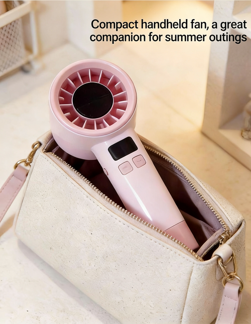 FS-8910 Digital Display Handheld Rechargeable Mini Fan Stepless Speed ​​Control (199 Levels) With Lanyard Outdoor Fan