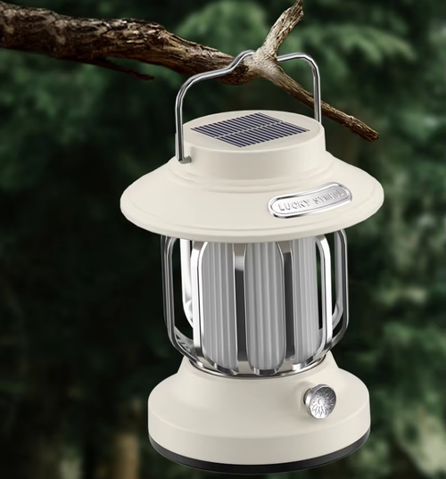 Retro solar LED tent lamp, creative ABS body, multi-functional outdoor garden camping lamp