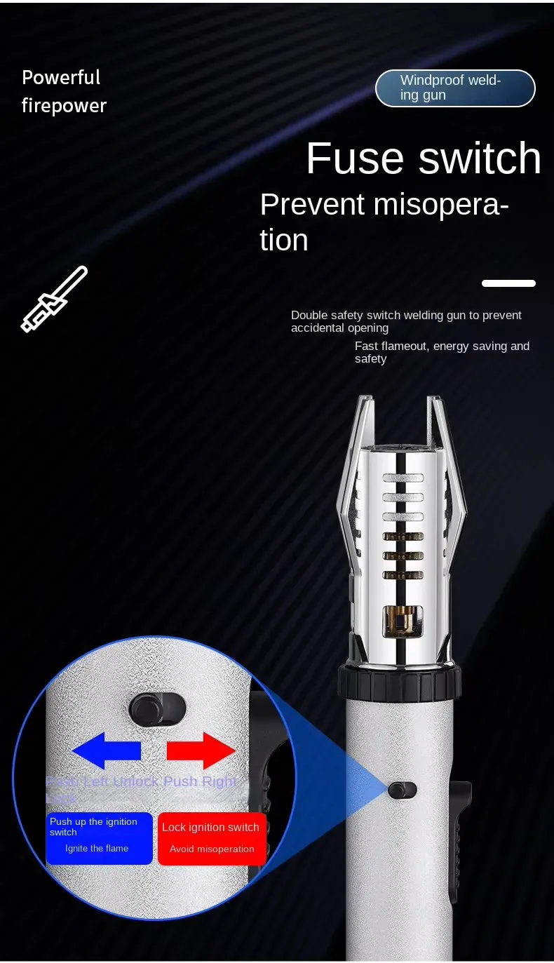 High Quality Welding Guns Refillable Butane Windproof Torch Lighter Powerful