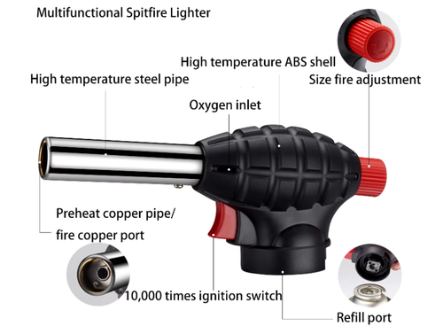 Portable butane welding gas ignition lighter flame gun flashlight camping and hiking ODM support kitchen use