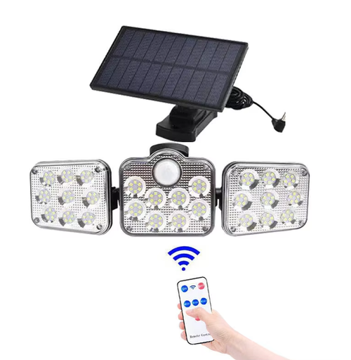 IP65 waterproof 3-head adjustable split 138 light-emitting diode solar wall lamp outdoor remote control