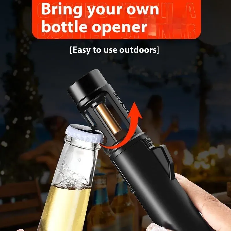 Hot-Selling Portable High-Power Welding Torch Blue Flame Refillable Windproof Hand Metal Butane Torch Lighter for Camping （No gas)