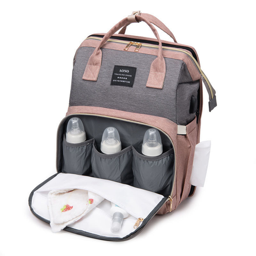 All - in - One Foldable Crib Diaper Bag • Mosquito Net & Toy Hanger