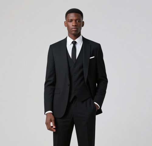 Elegant Black 3 - Piece Two - Button Suit Set