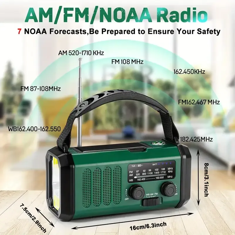 10000mAh Solar-Powered Emergency Radio