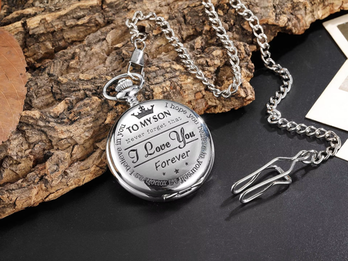 To My Son Engraved Gold Pocket Watch