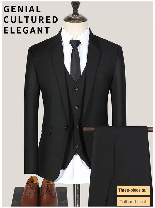 Elegant Black 3 - Piece Two - Button Suit Set