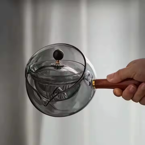 360° Rotary Wood - Handle Borosilicate Tea Kettle