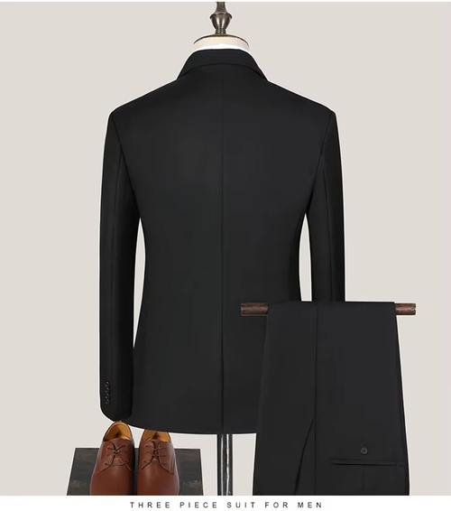Elegant Black 3 - Piece Two - Button Suit Set