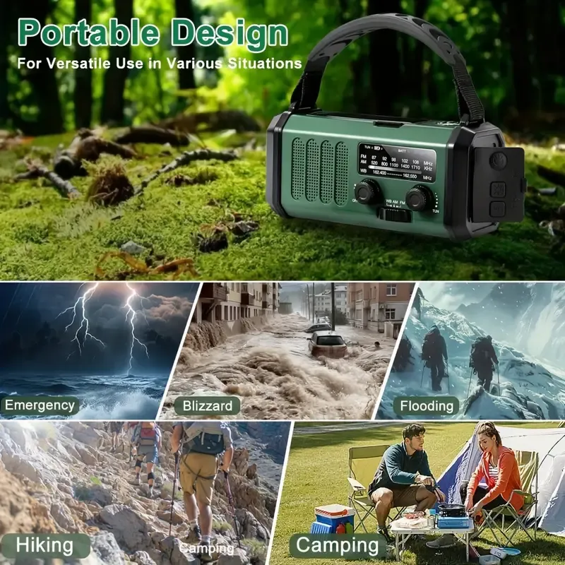 10000mAh Solar-Powered Emergency Radio