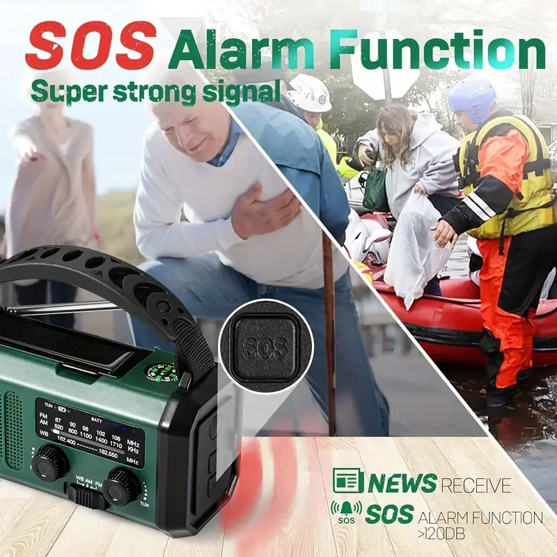 10000mAh Solar-Powered Emergency Radio