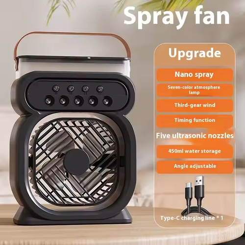 Multi - Fun Mist Fan: Spray + Light + Cooling