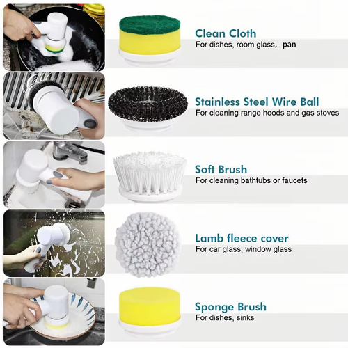 Auto Electric Cleaning Magic Brush: Multi - Head Cleaner