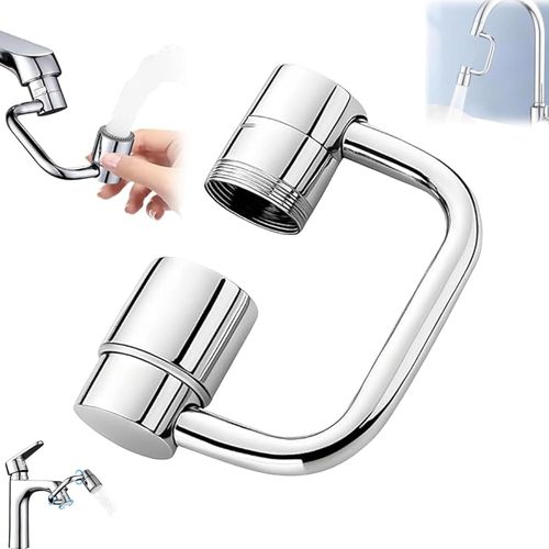 360° Rotating U Shaped Faucet Extender, Universal Sink Faucet 1440° Rotatable Faucet Aerator Extension, Adjustable Robotic Arm – 2 Spray Modes for Kitchen & Bathroom