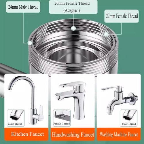 360° Rotating U Shaped Faucet Extender, Universal Sink Faucet 1440° Rotatable Faucet Aerator Extension, Adjustable Robotic Arm – 2 Spray Modes for Kitchen & Bathroom