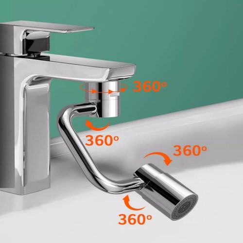 360° Rotating U Shaped Faucet Extender, Universal Sink Faucet 1440° Rotatable Faucet Aerator Extension, Adjustable Robotic Arm – 2 Spray Modes for Kitchen & Bathroom