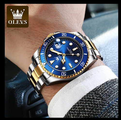 OLEVS Brand Men's Business Chronograph Fashion Luxury Stainless Steel Back Cover Analog Quartz Watch Wrist Watch Men