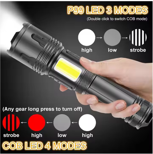 Tactical Taschenlampe 5000 Lumen COB Focus Torch Night Hunting XHP99 Rechargeable Flashligh