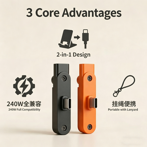 Fast Charging USB-C Cable with Foldable Phone Stand