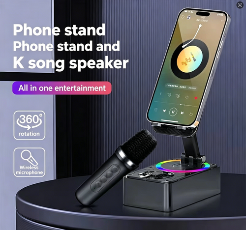 Phone mount with Bluetooth speaker and microphone