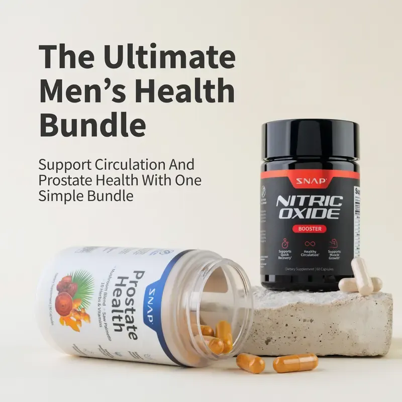 Ultimate Men's Health Bundle - Snap Supplements - Nitric Oxide Booster 60ct + Prostate Health Bundle - Natural Supplement Capsules - Support Blood Circulation & Prostate Health