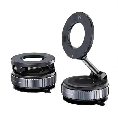 Magnetic car phone holder with rotating vacuum suction cup, multi-functional car navigation phone holder