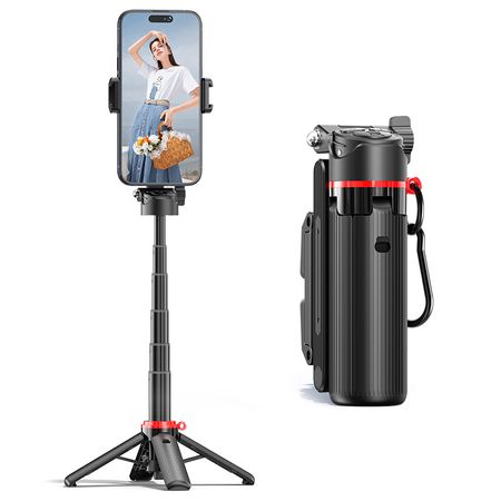 Mini portable zoom selfie stick with pop-up buttons, a great selfie tool for mobile phones.