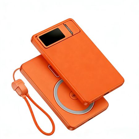 New LCD color screen fast charging power bank, large capacity 10000mAh, with stand and magnetic attachment.