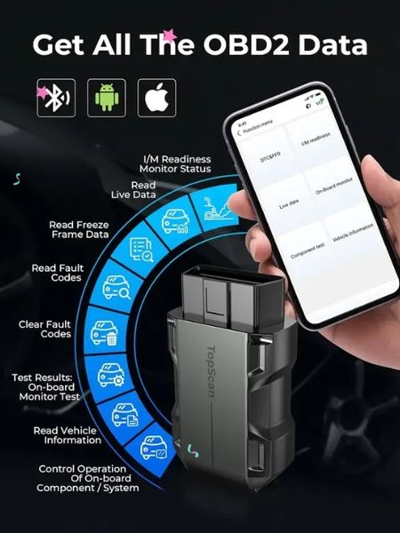 OPDON TopScan OBD2 Scanner Bluetooth Wireless Full System Diagnostic Tool .