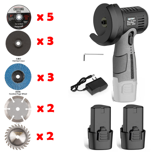 With 2 Battery and 5 Cutting Discs, Rechargeable 🧰12V Mini Angle Grinder