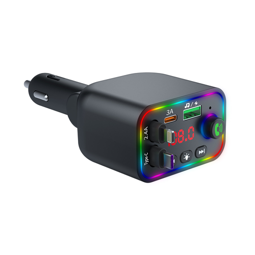 Bluetooth FM transmitter car charger with retractable cable