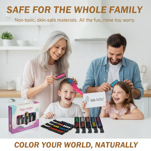 10PC Hair Chalk Combs — Vibrant Colors, Safe & Washable! 🎨👧🧼 Perfect for All Ages!