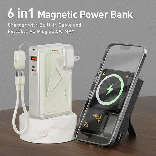 Magnetic Power Bank – 10,000mAh Power Bank with Wall Plug