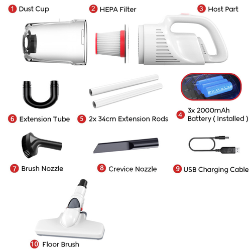 Handheld Vacuum High Power with Long Extension Tube, Car Vacuum Cordless, USB Charging Portable Dust Buster for car House Office Clean