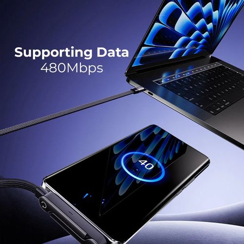 ⚡2-in-1 Invisible Holder Charger Cable – 240W Fast Charging Cord with Built-In Phone Stand