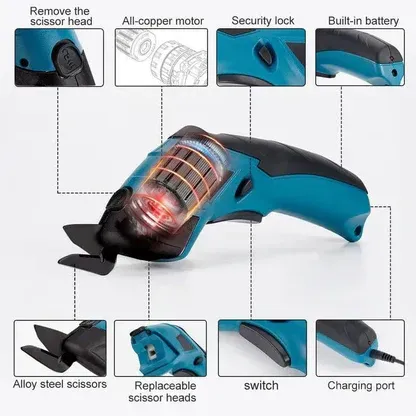 Cordless Electric Scissors, 2PCs Cutter Head