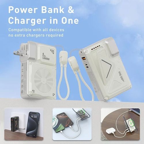 Magnetic Power Bank – 10,000mAh Power Bank with Wall Plug