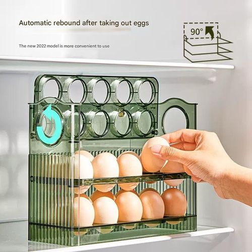 Automatic flip egg storage box refrigerator side door storage rack kitchen dedicated egg tray storage artifact duck egg box