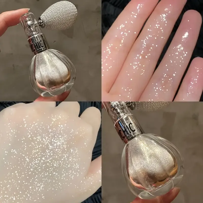Glitter Highlighter Sprays - Pearl & Champagne Sparkle for Face, Eyes, Locks - Perfect for Stage, Bride, Music Festival, Halloween - Durable, Long-Lasting Glow
