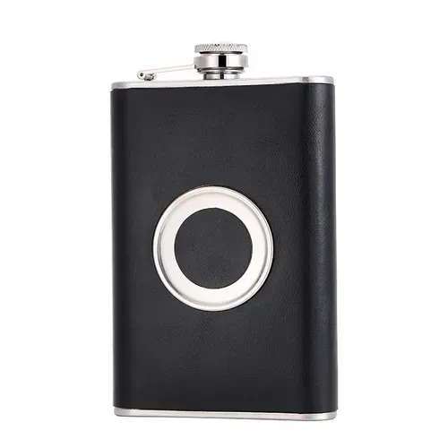 Wine portable hip flask with built-in collapsible glass and funnel