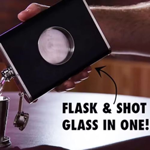 Wine portable hip flask with built-in collapsible glass and funnel