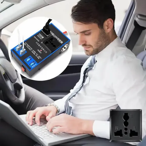 🔥CAR POWER INVERTER This 1500W car power inverter features dual 110  220V AC outlets and 4 USB ports. 5V 3A dual USB ports can automatically detect your devices to deliver optimal charging speed, great for your kindles, iPhones, iPads, tablets, MP3 players, cameras, and other mobile devices